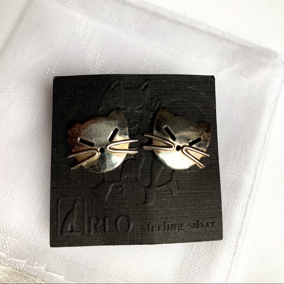 Vintage Sterling Cat earrings - Picture 4 of 6